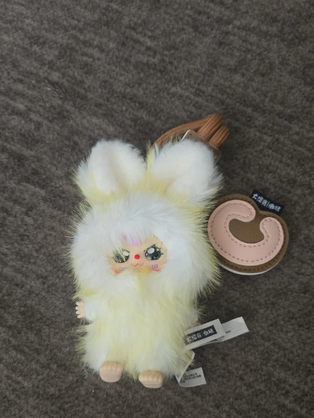 Plush Yellow Bunny Keychain Bag Charm for Kids
